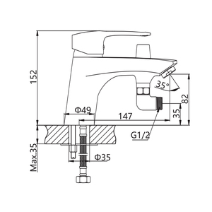Rubinetto da Bagno Monocomando <span class=keywords><strong>con</strong></span> <span class=keywords><strong>Doccetta</strong></span>, Alimentazione Acqua Calda e Fredda per <span class=keywords><strong>Lavabo</strong></span> e Doccia - Product Image 5