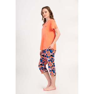 Conjunto de Pantalones Capri KADIN P.SUPREM XXL con Cuello Redondo y Mangas Cortas, Corte Ovalado - Color Coral - Color Coral - Product Image 3