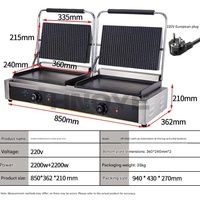 Presse à sandwichs commerciale 220V 1800W, appareil à panini avec plaques lisses et rainurées