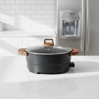 Nouvelle Poêle Électrique Grande Taille pour la Maison, Antiadhésive, Multifonctionnelle, 34 cm, Norme UE, Verre Trempé, 8,5 L
