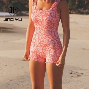 Nouveau maillot de bain une pièce à imprimé hawaïen, protection solaire, fabriqué en nylon recyclé luxueux, maillot de bain une pièce à jambe courte - Product Image 4