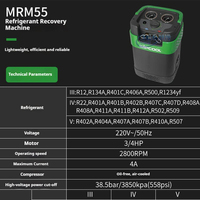 WIPCOOL MRM55 Machine de récupération de réfrigérant, unité de recyclage légère et portable, 11 kg, garantie 1 an, auto-nettoyante, ergonomique, CE