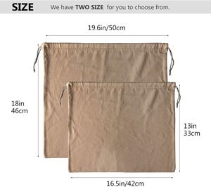 PlasMaller Dust Cover <b>Storage</b> Bags 100% Cotton Drawstring Pouch Set of 2 16.5x13in Large Agriculture Use for <b>Shoes</b> <b>Boots</b> - Product Image 5