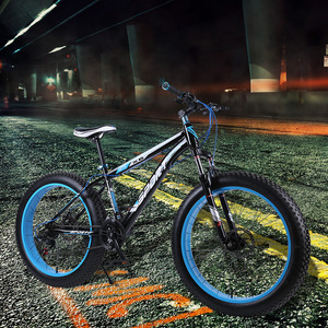 Vélo de montagne 26 pouces, pneus larges 4.0, fourche à suspension, freins à disque, changement de vitesse, unisexe, adulte, utilisation sur la plage - Product Image 1