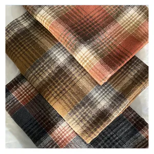 Stocklot Thickness 260gsm Cotton Polyester Yarn Dyed Check Plaid One Side Brushed Flannel Shirts Fabric