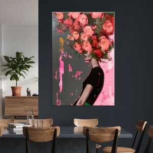 Floral Woman Portrait Canvas: Modern Abstract Wall Decor Art Print,<b>WRAPPED</b> CANVAS - Product Image 3