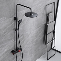 Ensemble de douche de salle de bain moderne système noir mat rouge ensemble de mitigeur de douche mitigeur en laiton ensemble de robinet de douche thermostatique