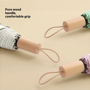 <span class=keywords><strong>Parapluie</strong></span> solaire pliable à trois volets, simple, pour <span class=keywords><strong>homme</strong></span> et femme, avec manche en bois massif, résistant au vent, avec colle colorée, <span class=keywords><strong>petit</strong></span> pare-soleil pour usage quotidien - Product Image 3