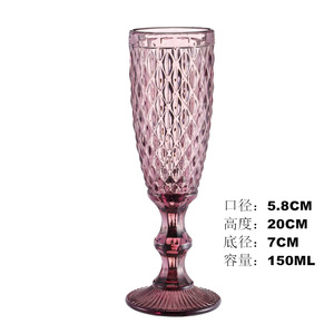 Pressed Embossed Premium Glassware <strong>Champagne</strong> Glass <strong>Flutes</strong> Vintage Wine Wedding Hot Selling <strong>Wholesales</strong> of 5 Oz 10pcs >10 Goblet - Product Image 5