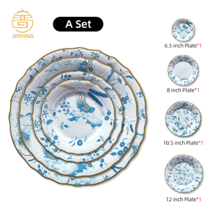 अनुकूलित रोमांटिक नए डिजाइन वेडिंग चार्जर प्लेट ब्लू बोन चीन डिनरवेयर - Product Image 6