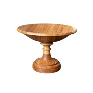 Bol décoratif vintage en bois d'acacia sur piétement, fait main, poli, écologique, pour fruits et snacks, idéal pour la maison et la table BS - Product Image 4