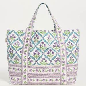 Custom <b>Large</b> Capacity All-Floral Printed Canvas Tote <b>Bag</b> for Women Embroidery Open Top <b>Beach</b> <b>Bag</b> Summer Spring Winter Portable - Product Image 1