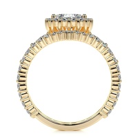 Offre Spéciale – Ensemble de Bagues de Fiançailles en Or Jaune 14K avec Diamant de Laboratoire Taille Poire Couleur D Pureté VS1 et Halo