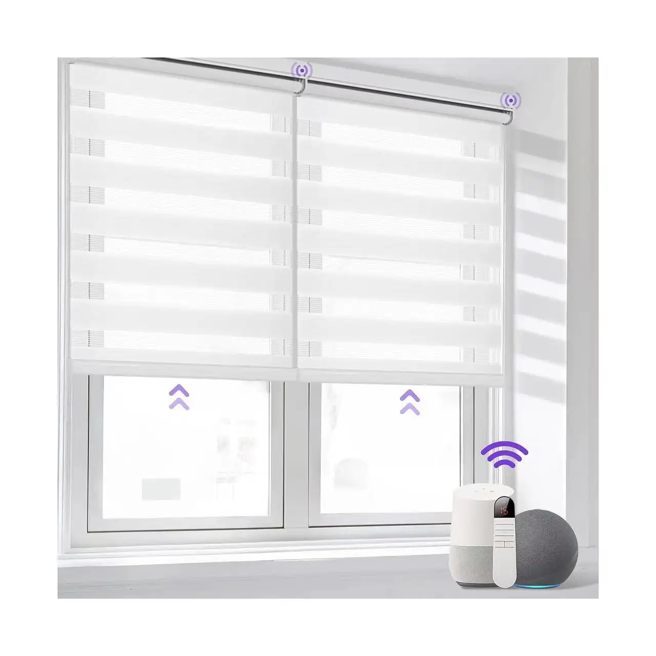 Factory direct sales smart blackout and waterproof electric zebra blinds for home decoration