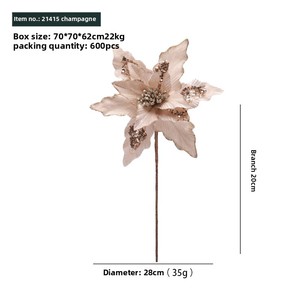 DAMAI Fleurs de Noël artificielles en tissu de velours faites à la main de haute qualité Nouveaux produits pour la décoration de l'arbre de Noël - Product Image 6