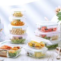 Bol à salade en verre avec couvercle en PP sans BPA, hermétique, pour micro-ondes, idéal pour conserver la fraîcheur, ensemble de boîtes à lunch