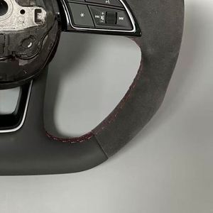 Volante Deportivo Plano de Alta Calidad en Cuero y Alcántara con Botón de Encendido <span class=keywords><strong>S</strong></span>-<span class=keywords><strong>Line</strong></span> para <span class=keywords><strong>Audi</strong></span> A3 A4 A5 <span class=keywords><strong>A6</strong></span> A7 A8 Q3 Q5 Q7 R8 R3 R5 - Product Image 3