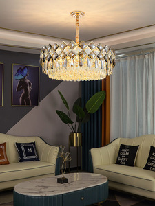 Lustre en cristal finition or E26 LED 3500K blanc chaud, intensité variable, hauteur réglable, luminaire suspendu pour salon, haute luminosité - Product Image 6