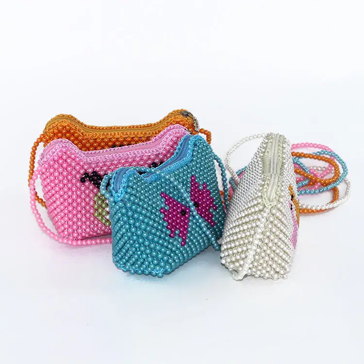 Fashion Fol dover Mini Perlen Handtaschen für Handys Bunte Phantasie kleine handgemachte Perlen Einkaufstasche