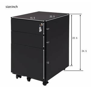 مكتب منزلي معدني متنقل-فولاذ 3 أدراج تحت قاعدة مكتب متنقل - Product Image 2