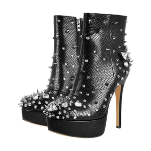 Botines de <span class=keywords><strong>plataforma</strong></span> con tachuelas y estampado de serpiente para mujer, botas de tacón alto con cristal con pinchos, botines de fiesta Punk para club nocturno - Product Image 2