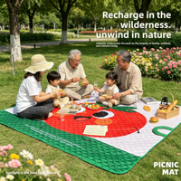 Tapis de pique-nique pliable, découpable, léger, durable, imperméable, résistant à l'humidité, portable, avec poignées de transport, rembourrage en polyester