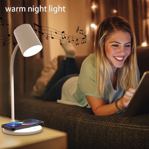 New Wireless Charging Led Desk Lamp Eyes Protection Table Lamp with bluetooth Speaker <b>Touch</b> Dimmable Reading Night <b>Lights</b> - Product Image 2
