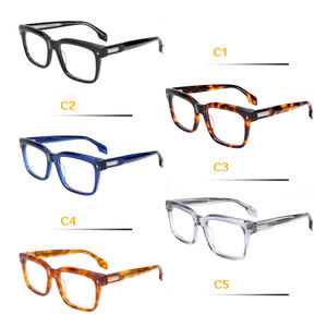 Óculos Retangulares Clássicos Vintage Retro com Rebites Ópticos de Acetato Preto Óculos de Alta Qualidade Armações de Acetato Unissex - Product Image 5