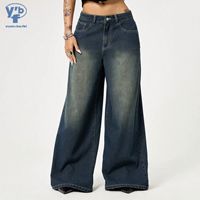 Jeans pour femmes YUANBOFEI, pantalon en denim à jambes larges, broderie tendance, détail en strass, jeans de haute qualité, style streetwear pour femmes