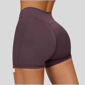 Shorts de yoga légers pour femmes, taille haute, couleur unie, avec tissu extensible quadridirectionnel respirant - Matière Spandex/Nylon - Product Image 3