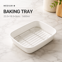 Plat à rôtir en émail blanc avec couvercle, plat de cuisson rectangulaire pour lasagnes et casseroles, ustensile de cuisine résistant au four, vente en gros OEM