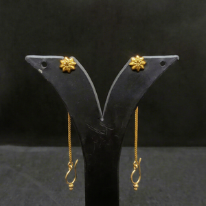 Indian Gold Plated Floral <b>Stud</b> Threader <b>Earrings</b> Long <b>Chain</b> Dangle Fashion Artificial Jewelry for Women Girls Wholesale - Product Image 1