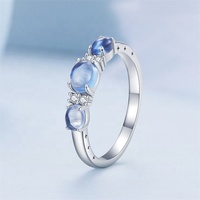 Authentique Pierre Bleue Verre Électroformé Fine Sterling Silver 925 Anneaux pour Filles Mariage Turc Bijoux Proposition Martelage