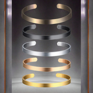 Classic Cuff <b>Bracelets</b> Set In Black <b>Silver</b> Rose Gold And Yellow Gold Plated Alloy For Unisex Fashion Jewelry - Product Image 2