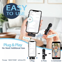 Microphone Lavalier Sans Fil Professionnel K9 Mini Portable en Métal 1 Émetteur 2 Récepteurs avec Fonction d'Enregistrement et Réduction du Bruit Compatible Téléphone