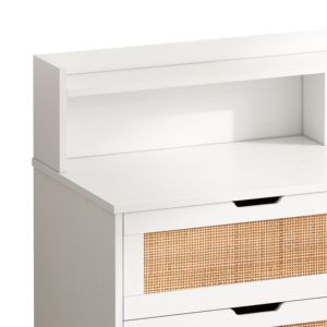 DB 43.31 \ "Armoire de rangement en rotin à 6 tiroirs avec lumières LED en miroir et prise de courant pour chambre salon usage domestique - Product Image 3