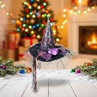 Nouvel arrivage Halloween Chapeau de sorcière Cosplay Accessoire de déguisement noir Chapeaux de sorcier non naturables Décor de fête de haute qualité