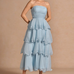 Vestido Maxi Elegante Verde Menta Sin Tirantes para Mujer, con Espalda de Encaje, Silueta en A, Vestido para Fiesta de Verano - Product Image 3