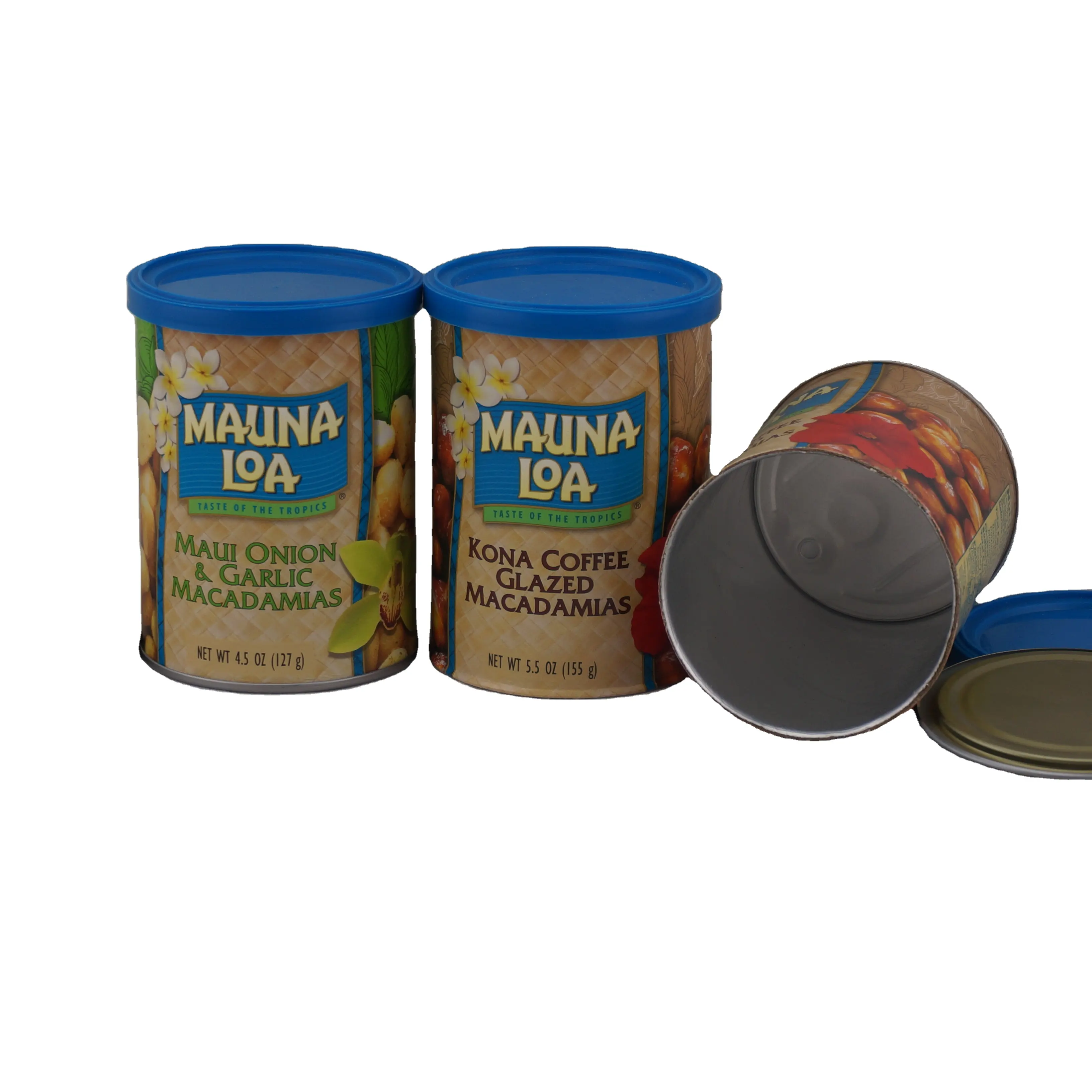 Macadamias Packaging Food Grade Paper Composite Cans with Aluminum Foil Lid