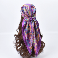 Vente chaude 90*90cm femmes foulard soyeux Bandana Paisley imprimé Satin cheveux Wrap Satin carré écharpe