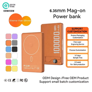 พาวเวอร์แบงค์ไร้สาย3 in 1 <span class=keywords><strong>MINI</strong></span> แบบบางเฉียบ10000mAh แบตเตอรี่สำรองแบบแม่เหล็ก20W ชาร์จเร็ว5000mAh พร้อมสายเคเบิลและจอแสดงผล LED - Product Image 1