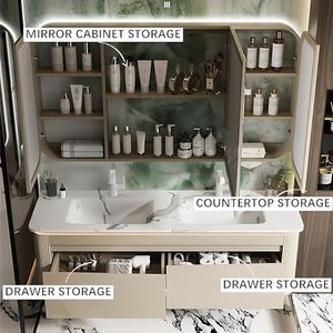 Coiffeuse en <span class=keywords><strong>bois</strong></span> <span class=keywords><strong>de</strong></span> style moderne avec miroir intelligent Armoire murale vanité lavabo <span class=keywords><strong>Meuble</strong></span> d'hôtel pour salles <span class=keywords><strong>de</strong></span> bains - Product Image 3