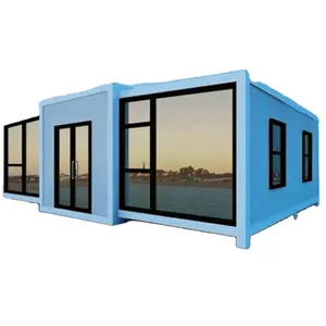 China prefab mobile folding expandable container house 3 in 1 foldable prefabricated home two room one hall