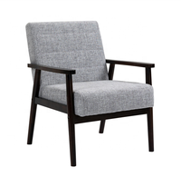 Chaise d'accent moderne et rembourrée, fauteuil confortable à boutons touffetés, en lin, canapé simple, fauteuil de salon