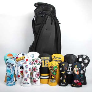 Ensemble de housses de tête de club de golf en cuir PU avec logo personnalisé, broderie, pour driver, fairway, hybride, faible MOQ, livraison rapide, usine OEM, vente en gros - Product Image 1