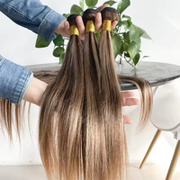 Rambut Manusia Asli Gelombang Alami Grade 12a Highlight Lurus, Bundel Rambut Brasil, HD 4X4 13X4 Lace Closure Frontal Lace