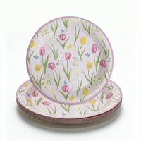 Assiettes de fête jetables personnalisées à motif floral, écologiques, très vendues pour les événements à domicile, lot de 10 pièces