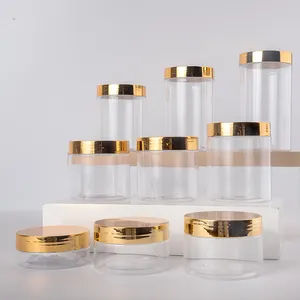 Luxe 4Oz 8Oz 16Oz Lege Oem Cosmetische Containers Biologisch Afbreekbare Cosmetische Verpakking Plastic Roompot Met Gouden Deksel