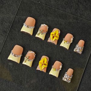 Uñas Postizas Francesas Hechas a Mano al por Mayor, de Lujo, con Pedrería 3D, Múltiples Diseños Disponibles, Uñas Postizas Reutilizables para Mujer - Product Image 2