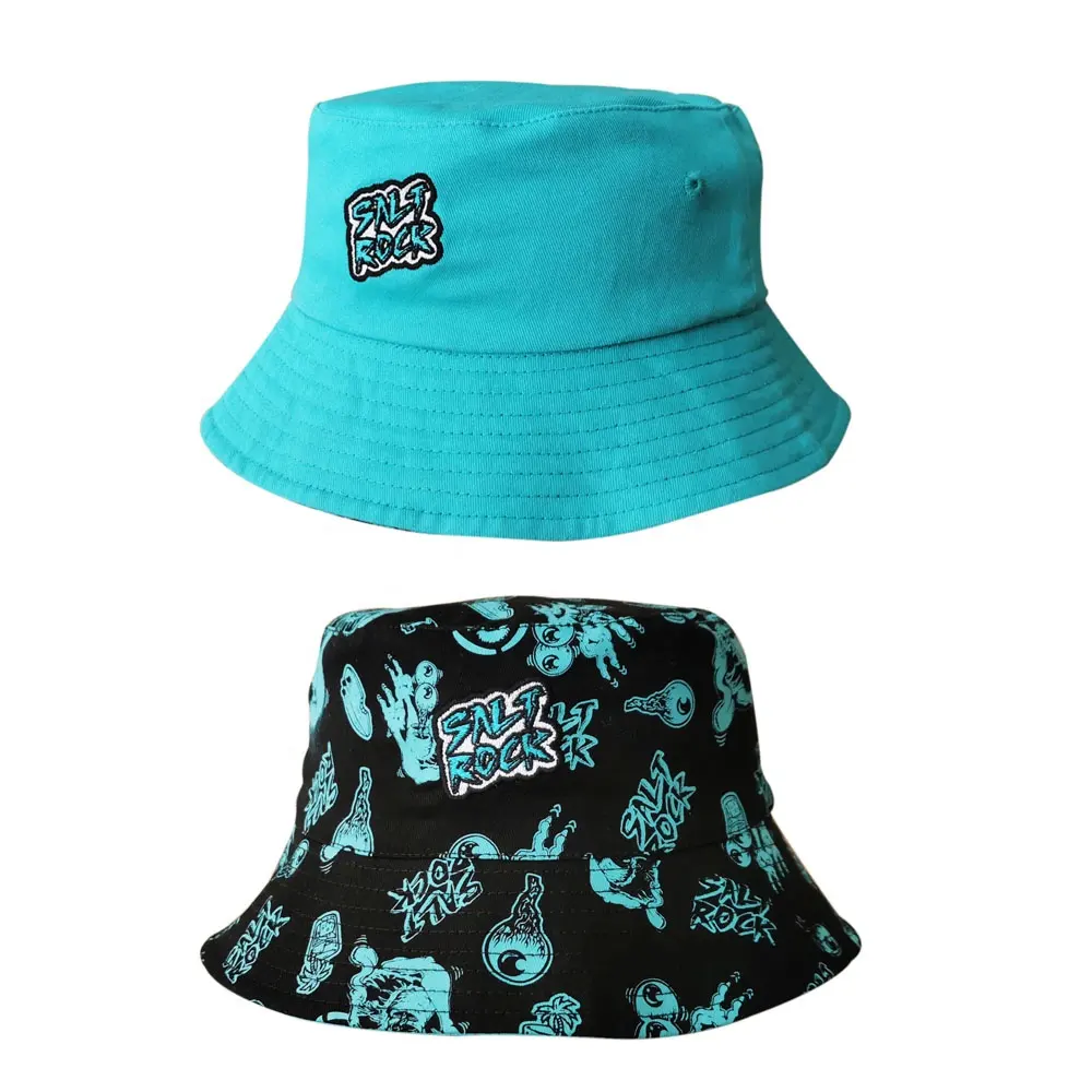 Design your own LOGO fashion printed double reversible fisherman caps LOGO custom embroidery bucket hats